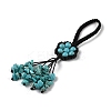 Flower Synthetic Turquoise Gemstone Braided Thread Pendant Decorations HJEW-K046-04G-3