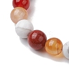 8.5mm Round Natural Carnelian & Howlite & Carnelian & Red Jasper Bead Stretch Bracelets for Women BJEW-JB10944-01-3