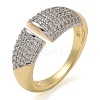 Brass Micro Pave Clear Cubic Zirconia Cuff Finger Rings for Women RJEW-B112-06GP-4