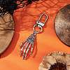 Halloween Themed Alloy Skeleton Hand Pendant Decorations HJEW-JM02147-2