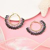 304 Stainless Steel & Bohemian Beaded Fan Hoop Earrings for Women EJEW-R001-01G-02-1