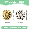 40Pcs 2 Colors 1-Hole Alloy Shank Buttons BUTT-AR0001-13-2