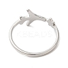 Non-Tarnish 304 Stainless Steel Star & Airplane Open Cuff Ring for Women RJEW-M149-12P-2