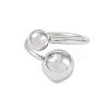 Non-Tarnish 304 Stainless Steel Round Open Cuff Ring for Women RJEW-C097-07P-2