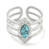 304 Stainless Steel Synthetic Gemstone Cuff Rings G-Z056-03P-3