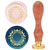 Brass Wax Seal Stamp with Rosewood Handle AJEW-WH0412-0004-1