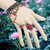 Gothic Style Retro Alloy Lace Flower Link Rings Bracelets for Women WG15940-07-1