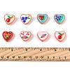 8Pcs 8 Colors Painted Glass Beads Enamel Beads Heart with Fruit LAMP-FS0001-51-5
