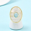 Natural Quartz Crystal & Flower Amazonite Oval Cuff Rings G-P599-01G-01-1