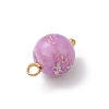 Dyed Natural Imperial Jasper Round Charms with Brass Loops PALLOY-JF04139-5