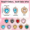 36Pcs 9 Colors Alloy Rhinestone Charms ALRI-SC0001-57-2
