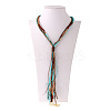 Bohemian Style Alloy & Resin & Waxed Cord & Imitation Leather Lariat Necklaces FS-WG837D8-01-1