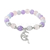 8mm Round Natural Aquamarine & Rose Quartz & Amethyst Beaded Stretch Bracelets BJEW-TA00502-1