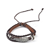 PU Leather & Waxed Cords Triple Layer Multi-strand Bracelets BJEW-G709-05A-1