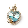 Real 18K Gold Plated Rack Plating Brass Micro Pave Clear Cubic Zirconia Pendants KK-C015-27G-08-1