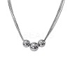 201 Stainless Steel 3 Round Graduated Beaded Pendant Necklaces FS-WGD22DA-01-2