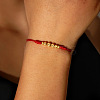 Stylish Round Natural Amethyst & Cross Brass Bead Braided Bracelets GG3213-3