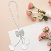Polyester Ball & Rhinestone Bowkont Pendant Decorations HJEW-WH20009-02A-7