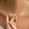 6Pcs Glass Seed Beaded Ladybird Pendants PALLOY-CA00021-6