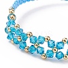 Glass Braided Flower Link Bracelet for Women BJEW-TA00130-02-4