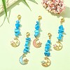 Synthetic Turquoise Chip Beaded Pendant Decorations HJEW-JM01194-01-4