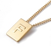 Stainless Steel Initial Letter Rectangle Pendant Necklace for Men Women LS-NJEW-E090-01G-06-1