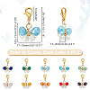 6 Sets Butterfly Copper Wire Wrapped Glass Pendant Decorations HJEW-GA0001-52-2