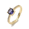 Brass & Round Cubic Zirconia Finger Rings CU-CBA7E55-19G-02-4