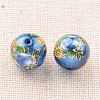 Flower Picture Printed Glass Round Beads GLAA-J087-12mm-B02-2