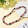 1Pc Polymer Clay Rhinestone Round Beaded Stretch Necklaces NJEW-SP0001-14J-5
