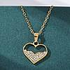 201 Stainless Steel Crystal Rhinestone Pendant Necklaces for Women NJEW-F335-01G-01-1