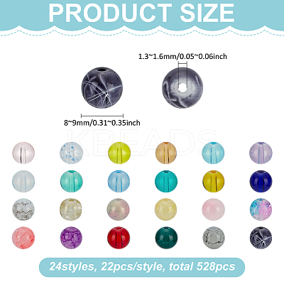 528Pcs 24 Styles Baking Paint Glass Beads DGLA-FG0001-01-1