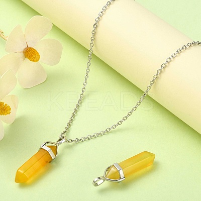 2Pcs Natural Agate Dyed Double Terminated Pointed Pendants G-YW0002-05D-1