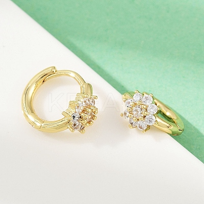 Brass Micro Pave Cubic Zirconia Hoop Earrings EJEW-S277-07G-C-1
