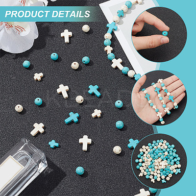 240pcs 4 Styles Synthetic Turquoise Beads TURQ-AR0001-42-1