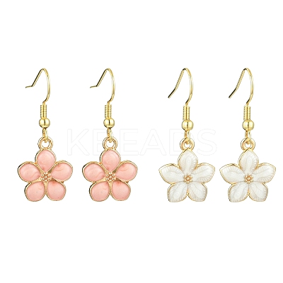 Flower Alloy Enamel Dangle Earrings for Women EJEW-JE06156-1