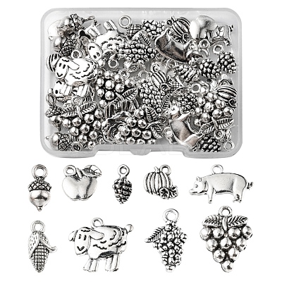 54Pcs 9 Style Tibetan Style Alloy Fruit Charms TIBEP-FS0001-11-1