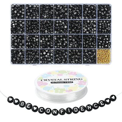 DIY Letter & Heart Acrylic & Plastic Stretch Bracelet Beaded Necklace Making Kit DIY-YW0008-39-1