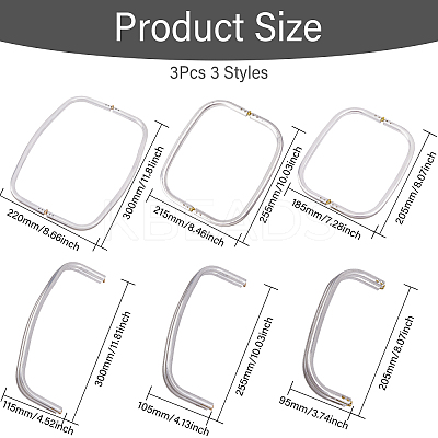3Pcs 3 Styles Aluminium Alloy Tube Bag Handles FIND-CA0008-61-1