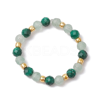 Natural Green Aventurine Beaded Stretch Rings RJEW-JR00867-03-1