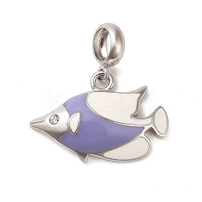 Rhodium Plated 925 Sterling Silver Enamel European Dangle Charms STER-P062-01A-05-1