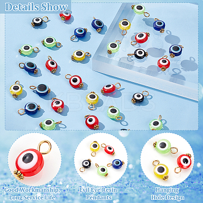 200Pcs Evil Eye Resin Pendants RESI-DC0001-04-1