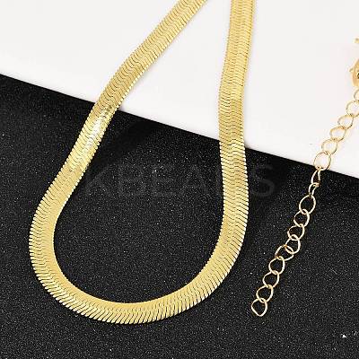 6MM 201 Stainless Steel Flat Snake Chain Necklaces for Women Men NJEW-Z089-01GP-1