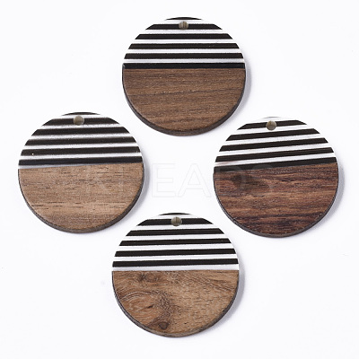 Resin & Walnut Wood Pendants X-RESI-T035-11-1