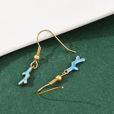 Ocean Series 304 Stainless Steel Enamel Dangle Earrings LS-EJEW-K017-01G-G-1