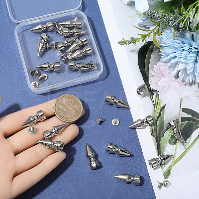 20Pcs Zinc Alloy Spikes Screwback Studs FIND-GF0008-53B-1