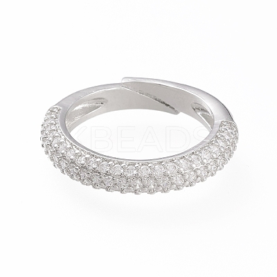 Adjustable Brass Micro Pave Cubic Zirconia Cuff Rings RJEW-L098-007A-P-1
