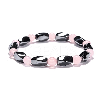 Round Natural Rose Quartz Stretch Bracelets BJEW-G072-3-1