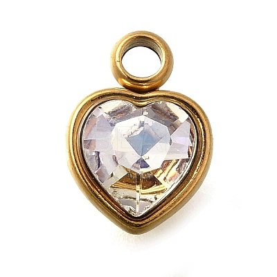 304 Stainless Steel with Rhinestone Pendants STAS-Q346-01G-04-1