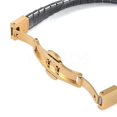 Ion Plating(IP) Synthetic Non-Magnetic Hematite Beaded Bracelets for Men BJEW-E102-01G-1